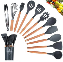 Load image into Gallery viewer, 11-Piece Silicone Kitchen Utensil Set with Wooden Handle ITDinos®
