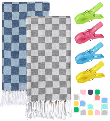 2 Packs Turkish Beach Towel Blanket Bath Pool Towels Vacation Stuff Travel Essentials Swim Gear Pool Accessories Hot Tub Gear Ship Cruise Necessities Camping Must Haves Boat Item Toallas De Playa ITDinos®