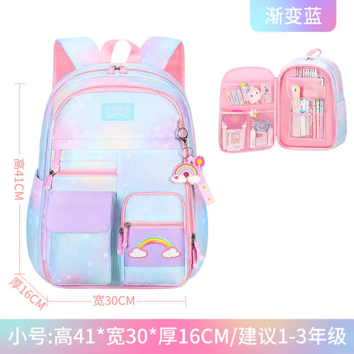 Girls' Gradient Color Backpack for Elementary Students ITDinos®