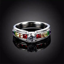 Load image into Gallery viewer, Colorful Inlaid Zircon Titanium Steel Rainbow Ring ITDinos®
