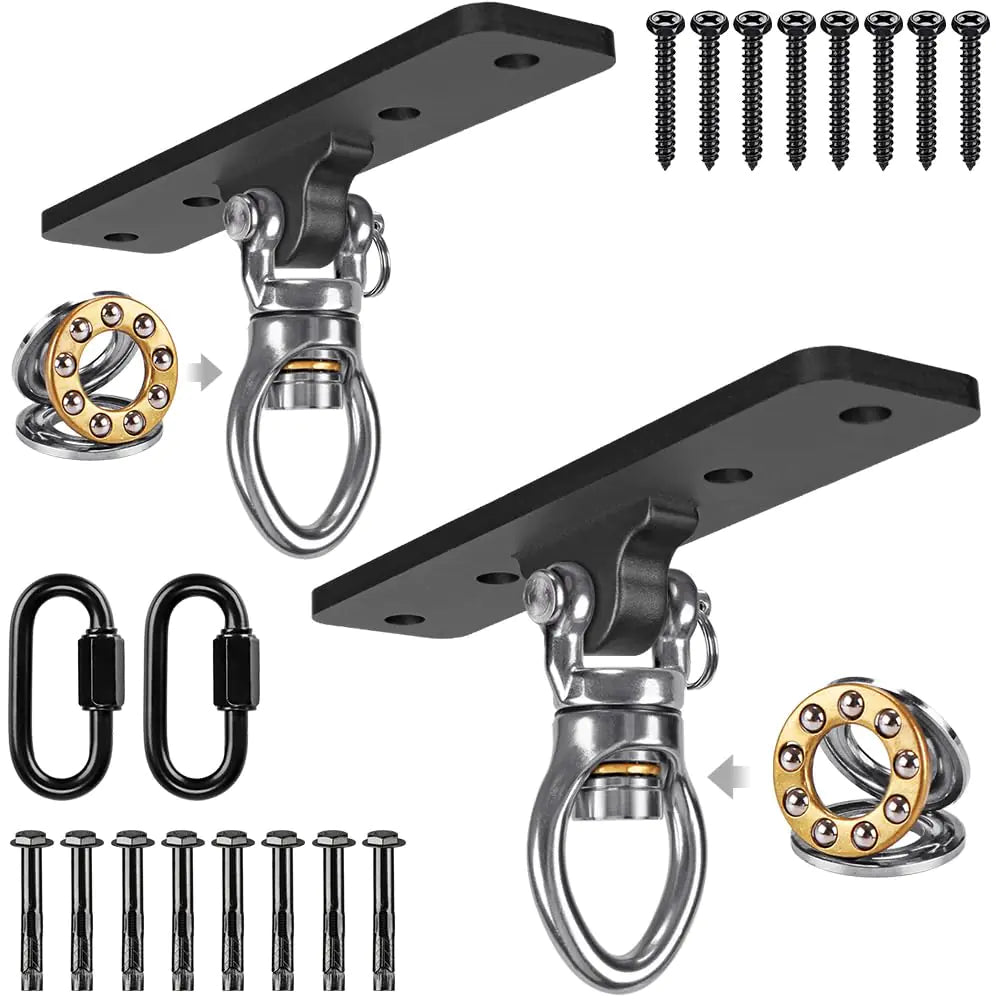 Dolibest 2 Pack Heavy Duty Swing Hangers Swing Set Accessories with Carabiner for Indoor/Outdoor Use Porch Swing Hanging Kit for Wooden/Concrete Set w/ 8 Wood Screws and 8 Expansion Bolts 900LB ITDinos®