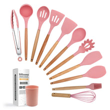 Load image into Gallery viewer, Wooden Handle Silicone Kitchen Utensil Set (11 Pieces) ITDinos®
