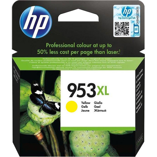 HP 953XL High Yield Yellow Original Ink Cartridge inkoustová náplň 1 kusů Vysoká (XL) výtěžnost (F6U18AE)-0