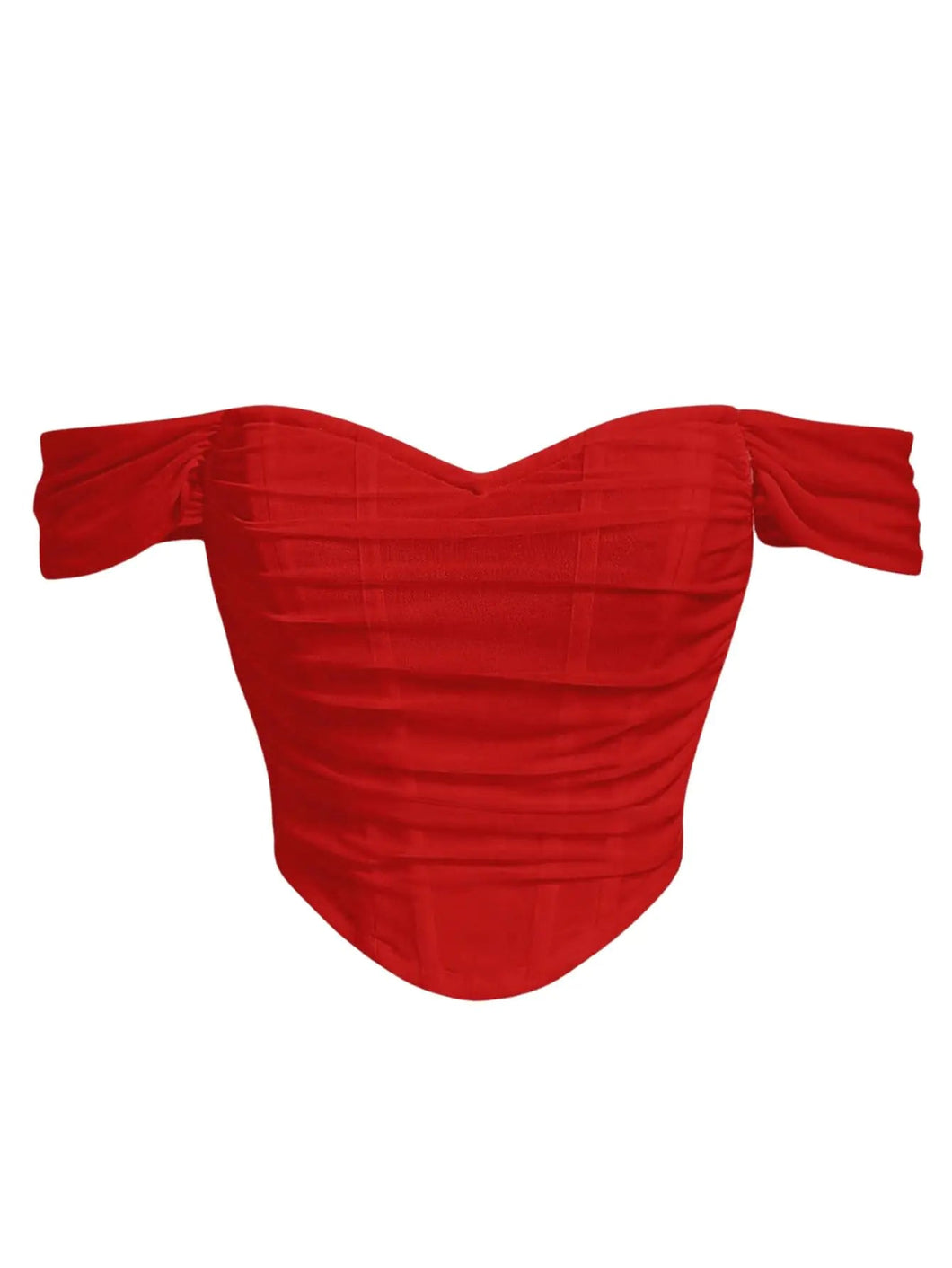 Floerns Womens Off Shoulder Short Sleeve Asymmetrical Hem Ruched Corset Crop Top Red Large ITDinos®