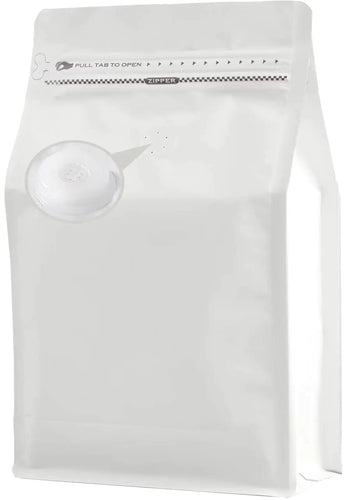 DMPACKDM Coffee Bags with Valve(8 oz1/2 lb50pcs) White High Barrier Aluminumed Foil Flat Bottom Heat Sealed Coffee Beans Packaging Bags Side Zipper Resealable Bags for Home or Business ITDinos®