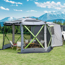 Load image into Gallery viewer, JOYTUTUS Dual-Use Pop up SUV Tent for Camping 11x11 Ft Outdoor Gazebo Screen Tent SUV Tailgate Tent for Family Vehicle Camping Canopy Shelter Portable Carry Bag Gray Green ITDinos®
