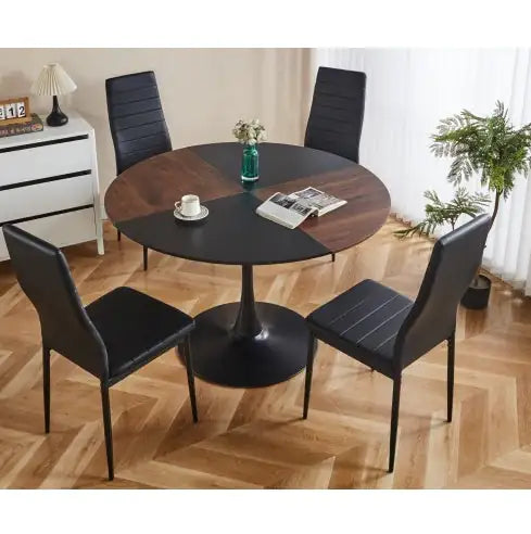 14,5pieces Dining Set, Table Metal Leg Mid-century Dining Table For 4-6 People With Mdf Table Top, Pedestal Dining Table, End Table Leisure Coffee Table ITDinos®