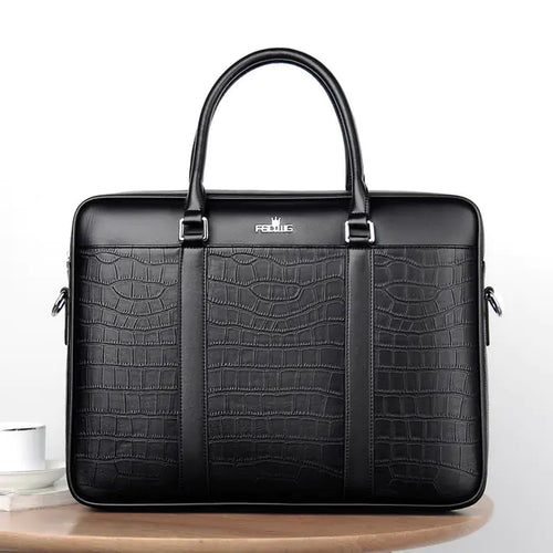 Men's Crocodile Leather Crossbody Business Briefcase ITDinos®