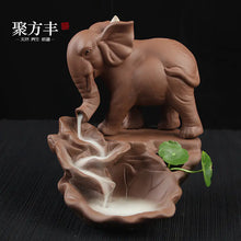 Load image into Gallery viewer, Elephant Backflow Incense Burner in Purple Clay Ceramic ITDinos®
