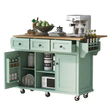 Load image into Gallery viewer, Kitchen Trolley With Rubberwood Folding Leaf Countertops ITDinos®
