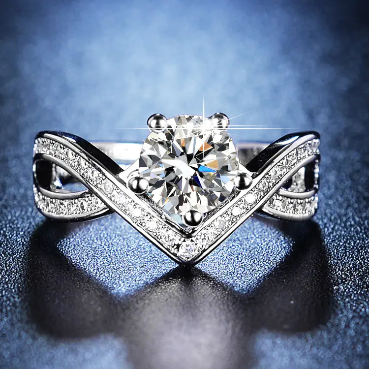 Diamond Inlaid Crown Women's Wedding Proposal Ring ITDinos®