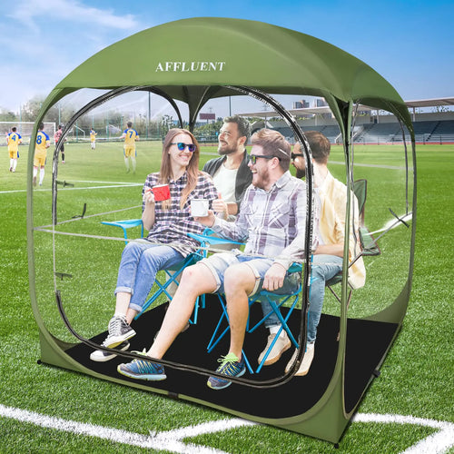 AFFLUENT Sports Tent Pop Up Shelter with Removable Top and Sealed Floor Instant Tent Shelter 2-6 Person Outdoor Bubble Transparent Weatherproof Tent for Watching Sports Soccer Rugby and Camping ITDinos®