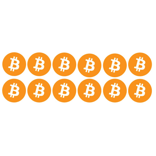 12 Pack Bitcoin Logo Sticker - BTC Bit Coin Crypto Vinyl Decal for Laptop Phone Car Small and Large (0.5