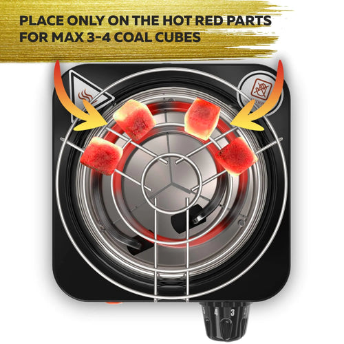 Coal Burner for Hookah Cubes 500W with Grid Black Heat Hookah Burner Electric ITDinos®