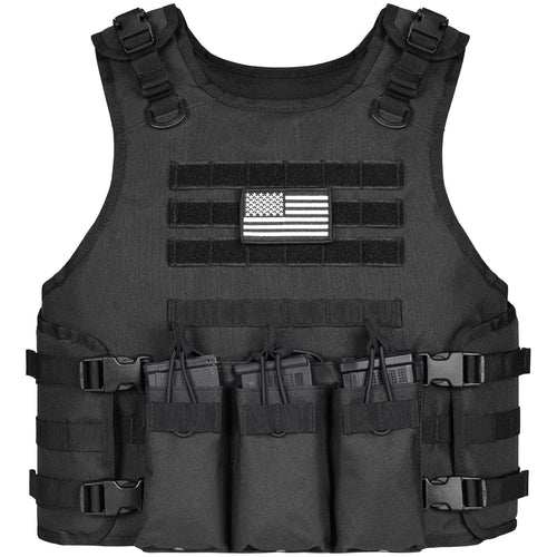 CVLIFE Tactical Vest for Men Adjustable Tactical Vest with Quick Release System Removable and Simple Airsoft Vest for Outdoor Black ITDinos®