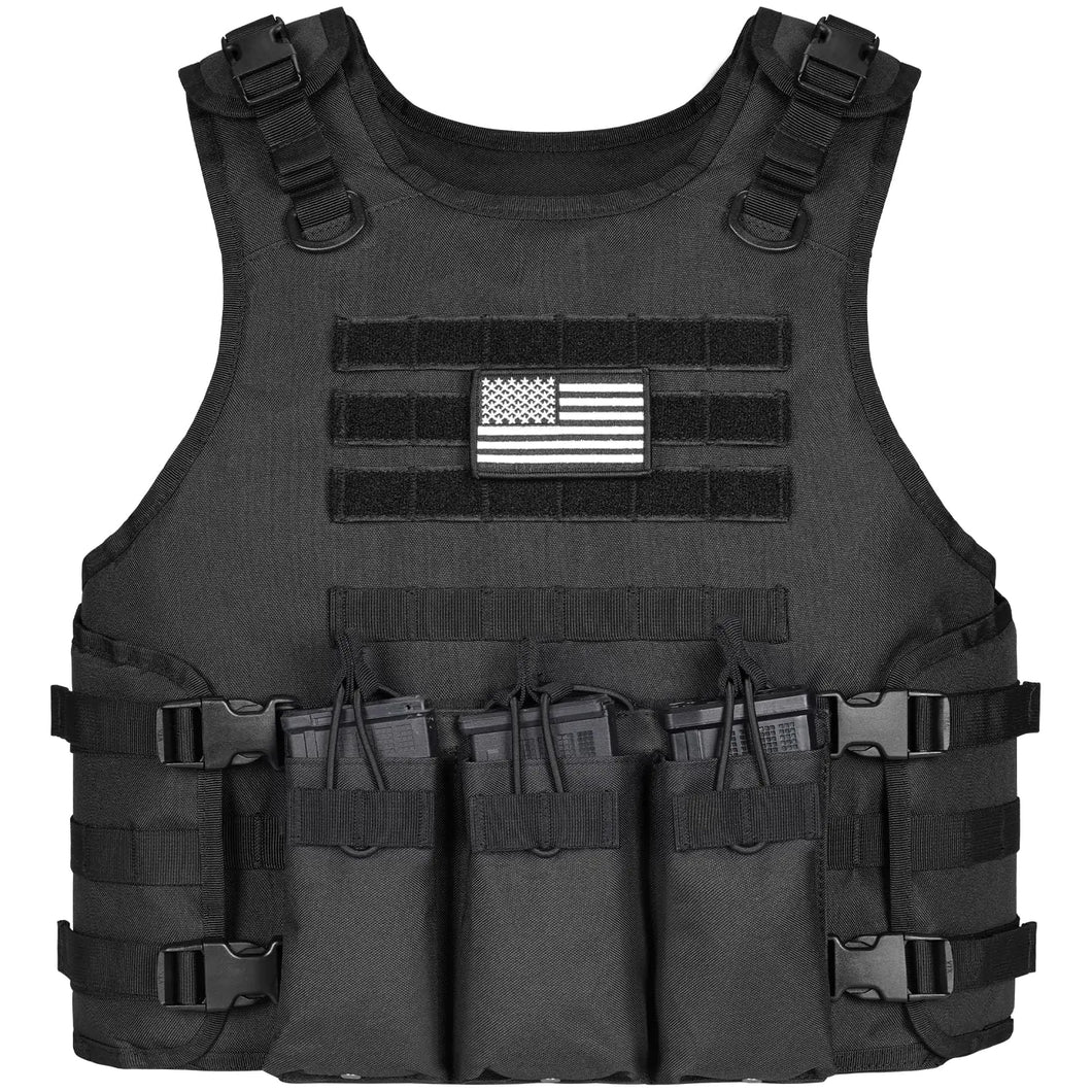 CVLIFE Tactical Vest for Men Adjustable Tactical Vest with Quick Release System Removable and Simple Airsoft Vest for Outdoor Black ITDinos®
