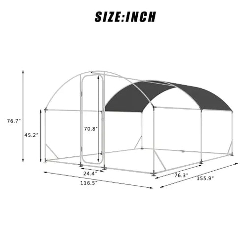 Large Metal Chicken Coop With Run, Walkin Chicken Coop For Yard With Waterproof Cover ITDinos®