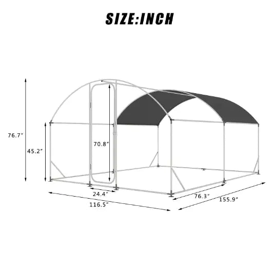 Large Metal Chicken Coop With Run, Walkin Chicken Coop For Yard With Waterproof Cover ITDinos®