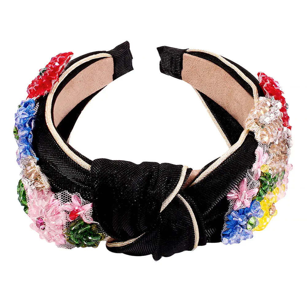 Colorful Floral Knotted Headband for Temperament Style