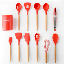 Load image into Gallery viewer, 11-Piece Silicone Kitchen Utensil Set with Wooden Handle ITDinos®
