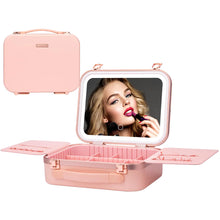 Load image into Gallery viewer, Extrei Gent Travel Makeup Train Case With LED Lights 3 Brightness Adjustable Portable Makeup Organizer Professional Adjustable Divider Storage Waterproof Makeup Train Case Accessories and Toolboxes
