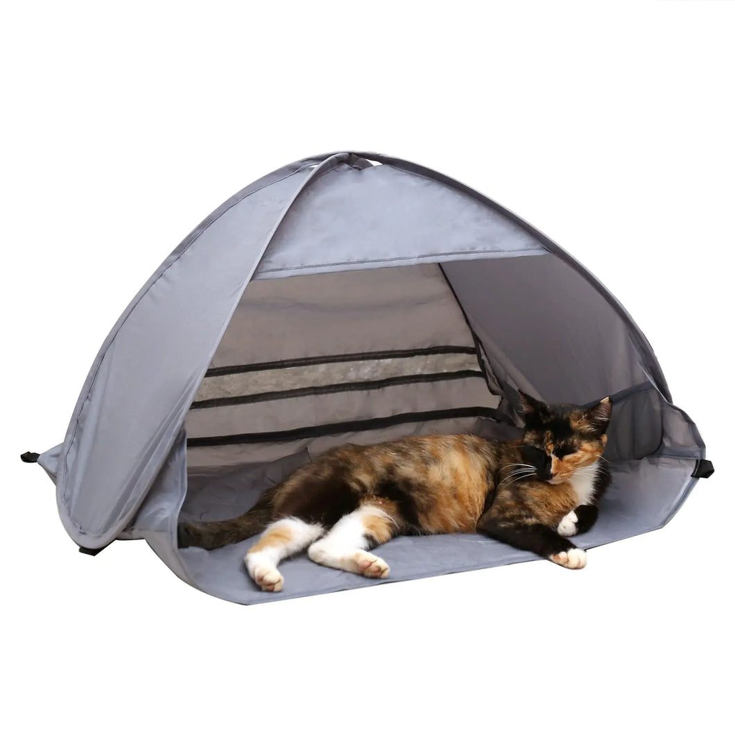 Large Foldable Cat Tent Cat Tents for Indoor Cats Dog Tent Pet Tent Waterproof Portable Cat Tent Outdoor Cat Pop Up Tent Bed for Outside Cat Cave cat Houses Grey ITDinos®