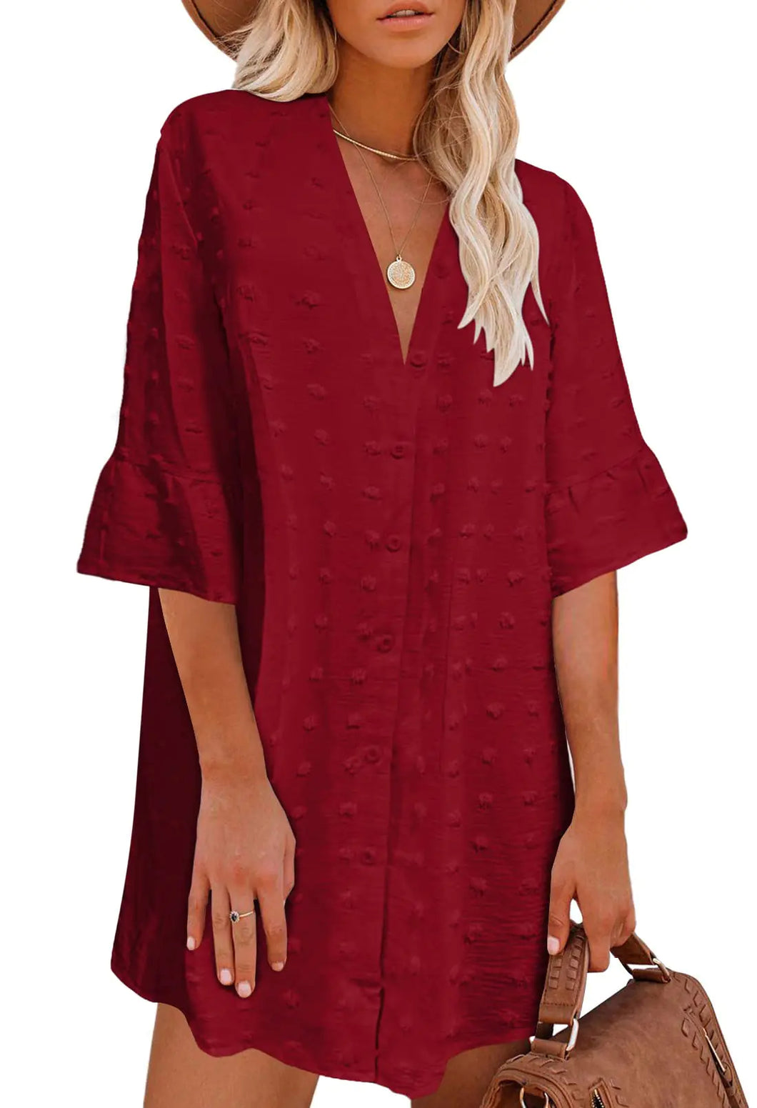 ELESOL Womens Swimsuit Cover Ups Beach Button Down Shirt Dress Summer Beachwear Lightweight Bikini Swimwear Coverup ITDinos®