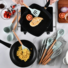 Load image into Gallery viewer, 11-Piece Silicone Kitchen Utensil Set with Wooden Handle ITDinos®
