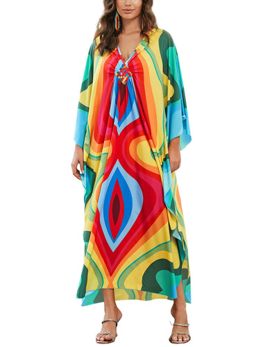 KECVOT Kaftan Dresses for Women Plus Size Batwing Sleeve Caftans Long Bathing Suit Cover Up Maxi Beach Dress Loungewear ITDinos®