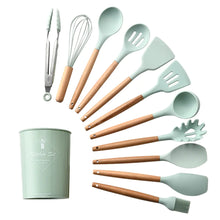 Load image into Gallery viewer, 11-Piece Silicone Kitchen Utensil Set with Wooden Handle ITDinos®
