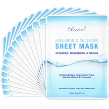 Lade das Bild in den Galerie-Viewer, Ebanel 15 Pack Collagen Peptide Hydrating Face Masks Instant Brightening Firming Anti Aging Face Sheet Masks Moisturizing Spa Facial Mask Skincare with Hyaluronic Acid Vitamin C Chamomile Aloe
