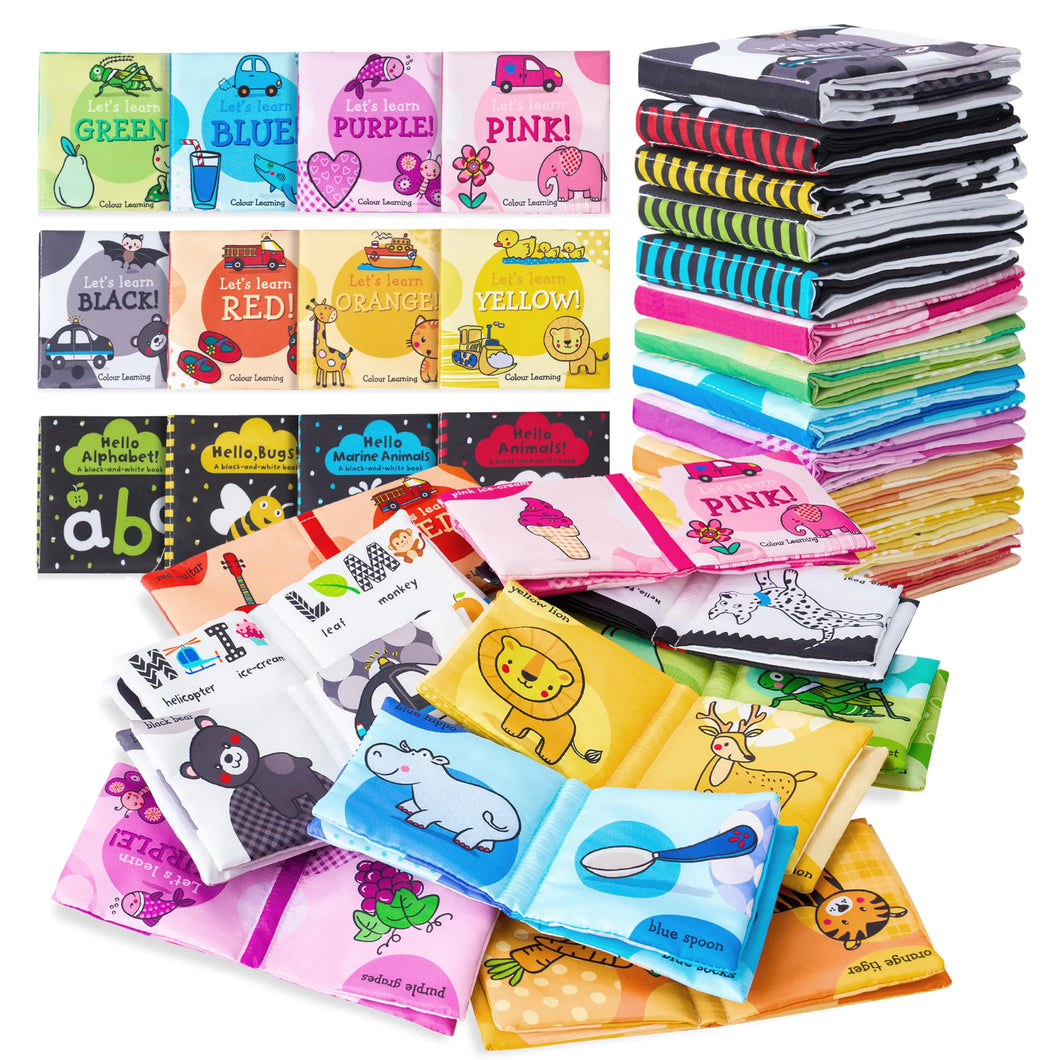 Baby Books 0-6 Months Baby Book Crinkle Books for Babies 12 PCS Bath Books Baby Infant Toddler Sensory Toys Activity Non-Toxic Early Educational Cloth Book Set Quiet Book My First Books Baby Gift ITDinos®