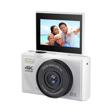 Lade das Bild in den Galerie-Viewer, 64MP Digital Camera for Photography and Video: 4K Vlogging Camera for YouTube with 3 Flip Screen and 32GB TF Card 16X Zoom Digital Camera for Gift (White)
