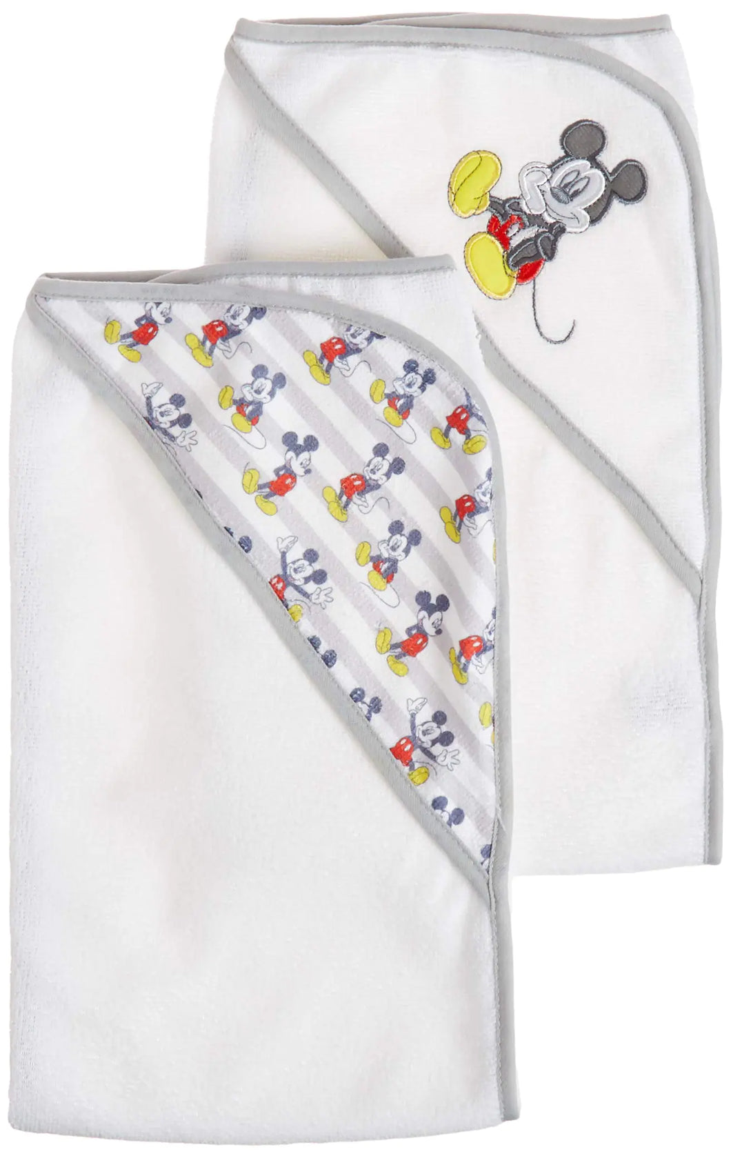 Cudlie Disney Mickey Mouse Baby Boys 2 Pack Rolled Hooded Towels On Header Card ITDinos®