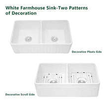 Load image into Gallery viewer, Ceramic White Kitchen Double Basin Farmhouse Sink Rectangular Vessel Sink
