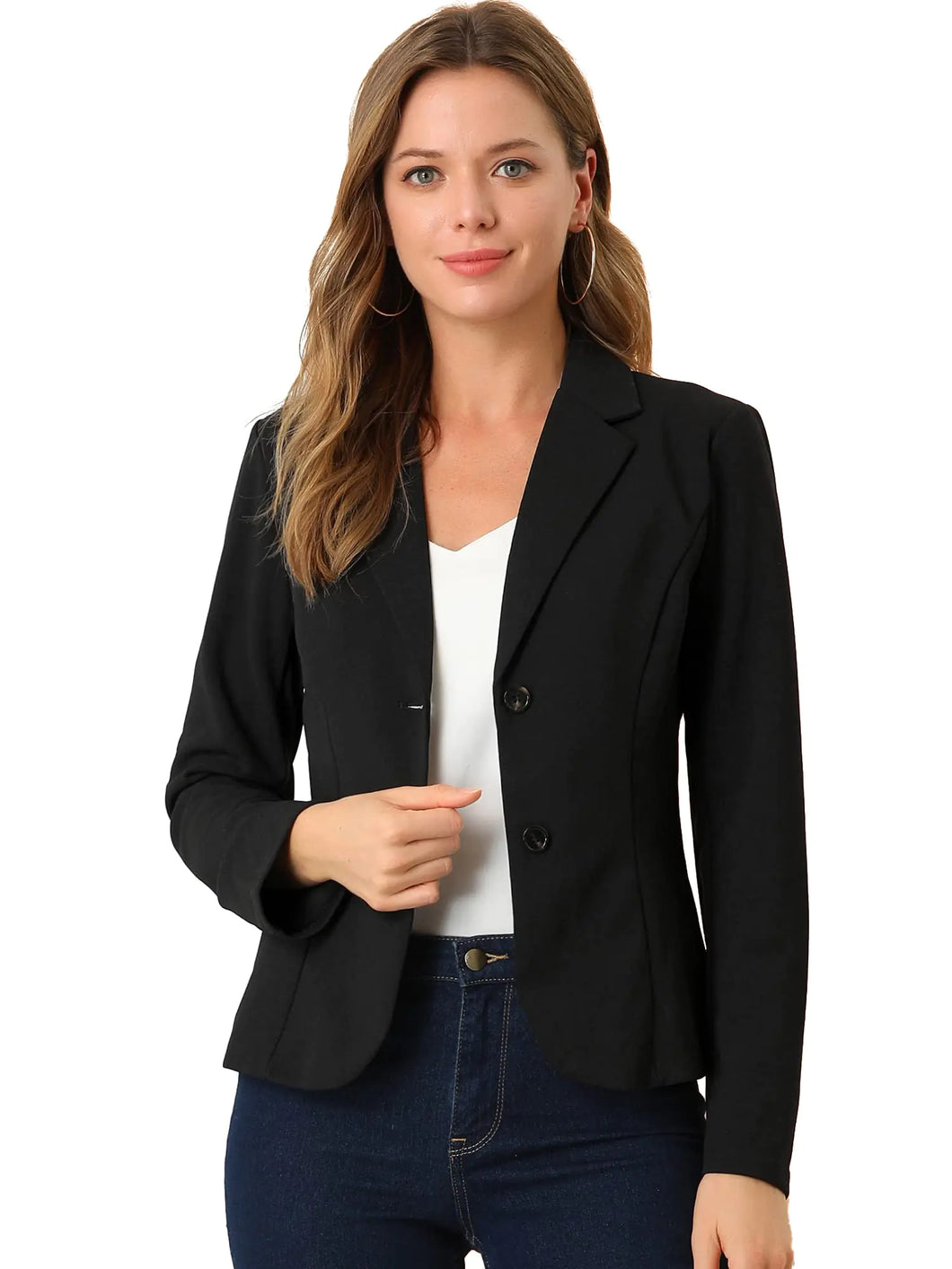 Allegra K Womens Work Office Blazer Stretch Lapel Collar Long Sleeve Jacket Suit Blazer XX-Large Black ITDinos®