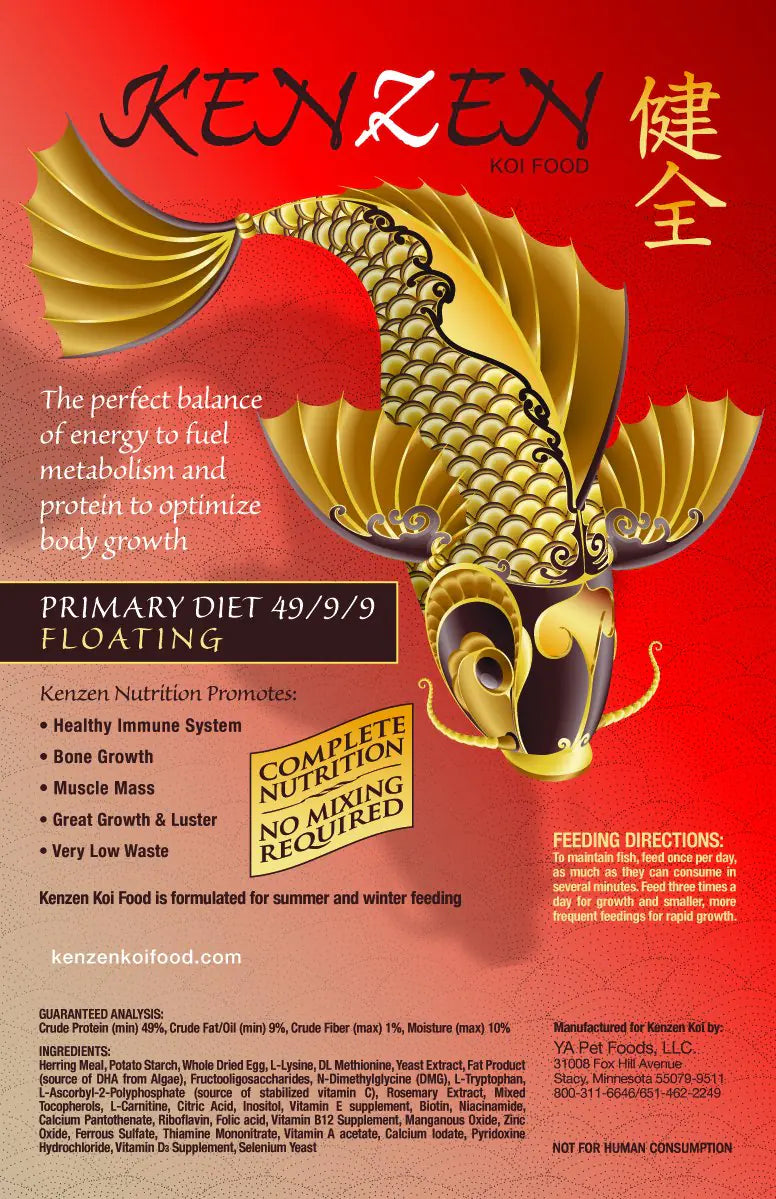 Kenzen Koi Food Primary Diet Floating 5mm for Koi Fish All Year and Winter - 10 Pound Bag