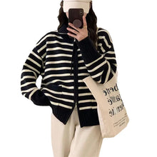 Load image into Gallery viewer, Contrast Color Striped Knitted Cardigan for Women ITDinos®
