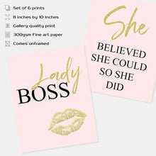 Load image into Gallery viewer, Inspirational Wall Art Office Decor (Set of 6, 8X10in, Unframed)
