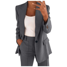 Lade das Bild in den Galerie-Viewer, Business Casual Outfits for Women Professional Pant Suits 2 Piece Office Outfit Work Blazer Set Women Dressy Suit Wide Leg Pants Set Fashion Outfits Dark Gray ITDinos®
