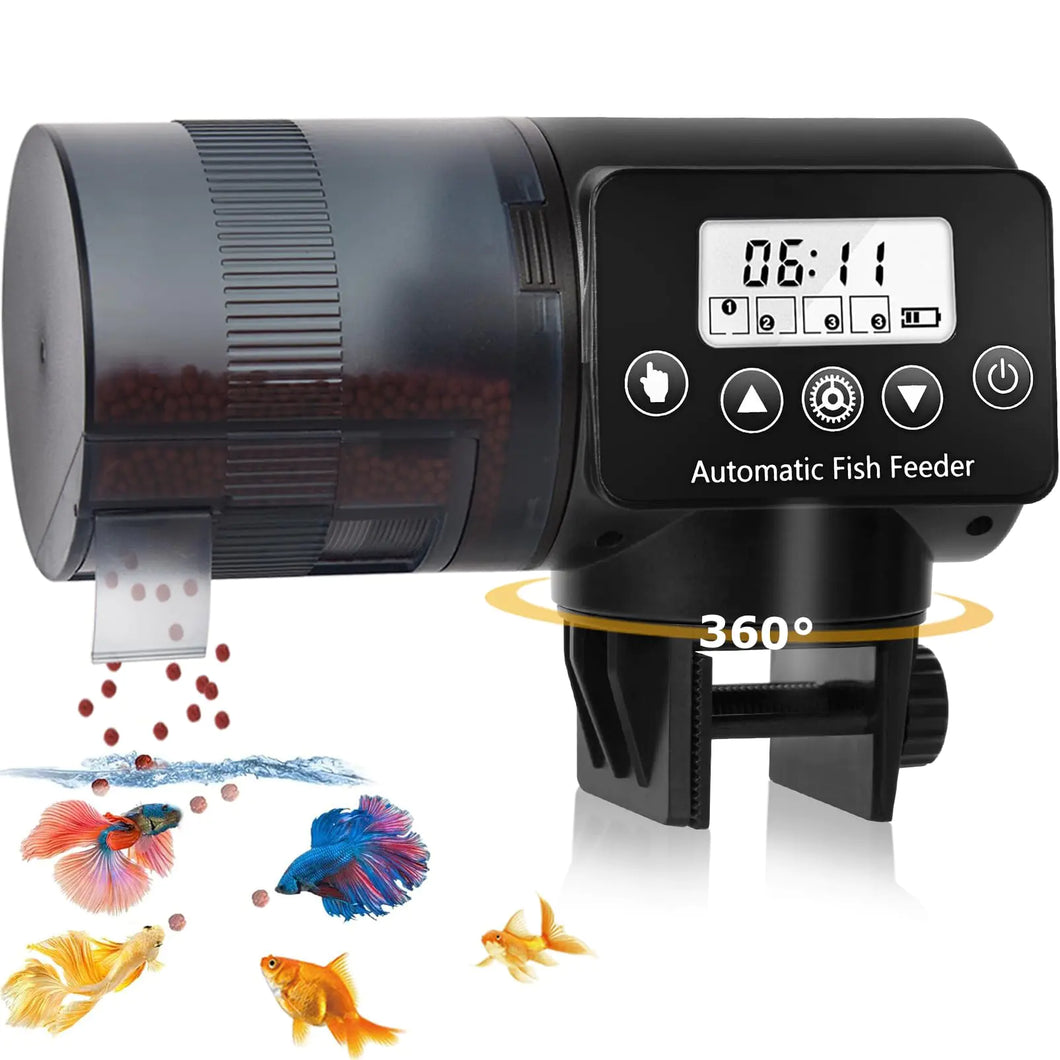 AquaPro Auto Fish Feeder: Compact Programmable Food Station