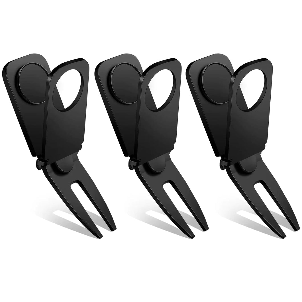 Lenwen 3 Pcs Magnetic Golf Divot Tool 3 in 1 Golf Divot Repair Tool Golf Cart with Magnetic Golf Ball Marker for Golfing Accessories Gift for Man (Black) ITDinos®