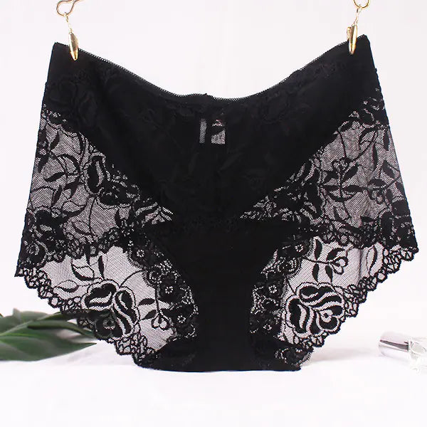 Mid-High Waist Lace Seamless Hip-Lifting Briefs