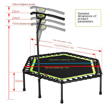 Lade das Bild in den Galerie-Viewer, Fitness-Trampolin für Erwachsene, 40&quot;/48&quot; sechseckig, mit Griffen
