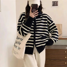 Load image into Gallery viewer, Contrast Color Striped Knitted Cardigan for Women ITDinos®
