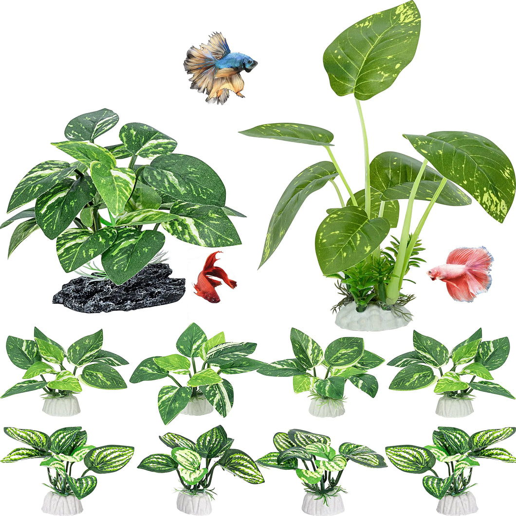 Fish Tank Decor 10 Pack Silk Aquarium Plants for Aquarium Decoration and Fish Tank Decoration