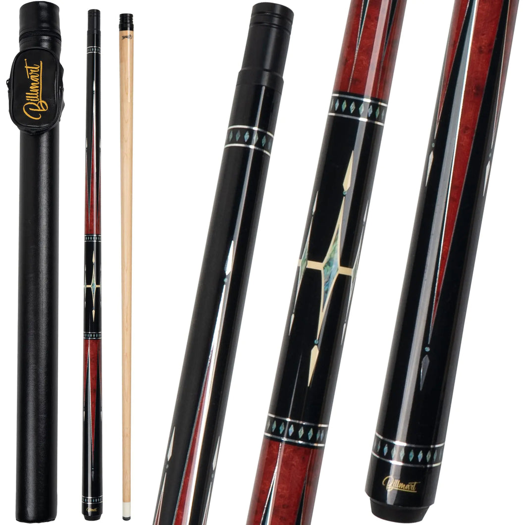 Billmart Pool Cue Stick Low Deflection Shaft Billiard Cue Sticks with Hard Case Pool Table Sticks Queue 19-21 oz Pool Que(Red 19oz) ITDinos®
