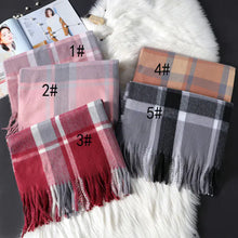 Load image into Gallery viewer, Chic Plaid Long Fringe Shawl
