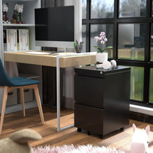 Load image into Gallery viewer, 2 Drawer Vertical File Cabinet With Lock, Mobile Metal Filing Cabinet For Legal Letter Size, Office Storage File Cabinet Under Desk, Fully Assembled Except Wheels, Black ITDinos®
