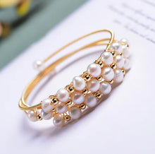 Load image into Gallery viewer, 14K Gilded Natural Freshwater Pearl Three-Ring Bracelet ITDinos®

